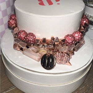 Chic Pink Crystal Bracelet Set